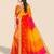 yellow bandhani printed & embroidered poly georgette saree