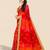 red ethnic motifs printed & embroidered poly georgette bandhani saree