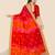 red ethnic motifs printed & embroidered poly georgette bandhani saree