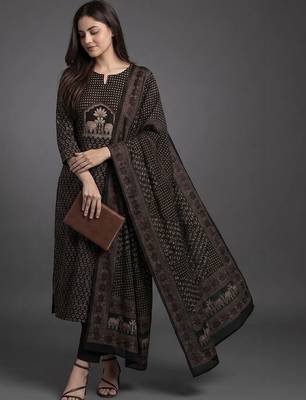 smart women printed kurta with trousers with dupatta 5
