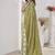 green abstract printed embroidered saree with blouse piece