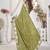 green abstract printed embroidered saree with blouse piece