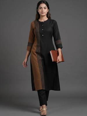 everyday workwear women colourblocked kurta with trousers 1