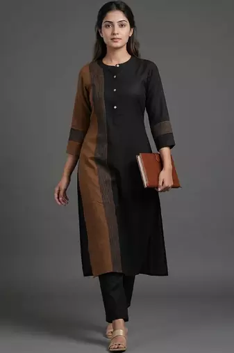 everyday workwear women colourblocked kurta with trousers