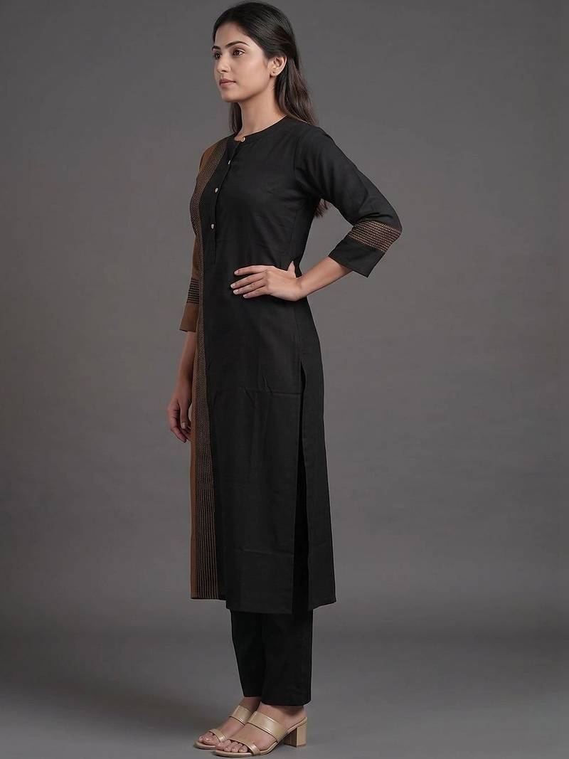 everyday workwear women colourblocked kurta with trousers