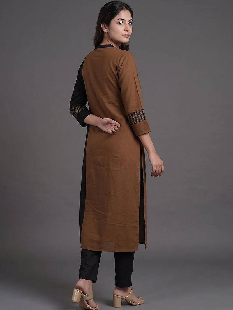 everyday workwear women colourblocked kurta with trousers