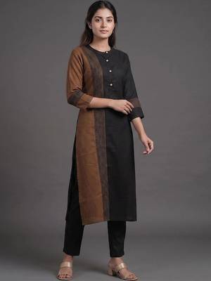 everyday workwear women colourblocked kurta with trousers 5