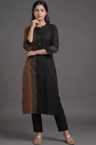 everyday workwear women colourblocked kurta with trousers