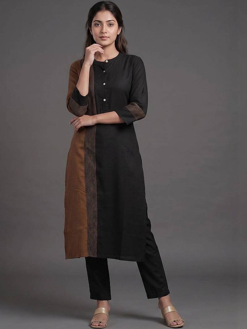 everyday workwear women colourblocked kurta with trousers