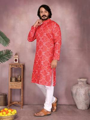 White heavy cotton sequence work & printed work premium designer kurta pajama 2