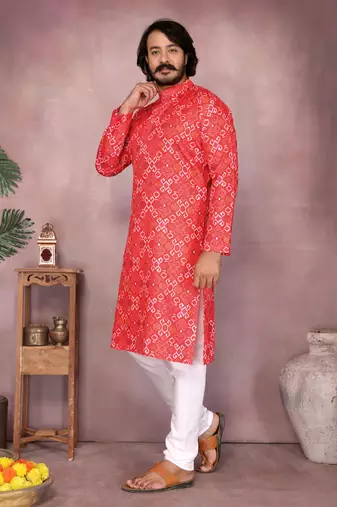 White heavy cotton sequence work & printed work premium designer kurta pajama
