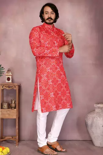 White heavy cotton sequence work & printed work premium designer kurta pajama
