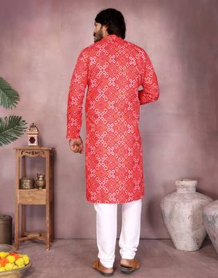 White heavy cotton sequence work & printed work premium designer kurta pajama 4