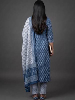 tailored women printed kurta with trousers with dupatta 2