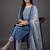 tailored women printed kurta with trousers with dupatta