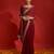 Red ethnic motifs sequinned  saree
