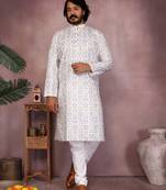 Wine heavy cotton sequence work & printed work premium designer kurta pajama