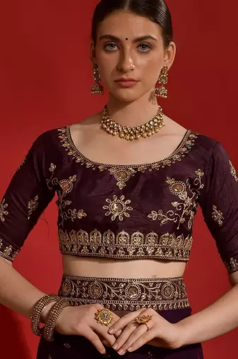 Black embellished sequinned designer saree with blouse piece