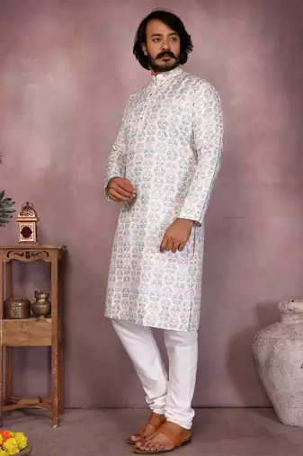 Wine heavy cotton sequence work & printed work premium designer kurta pajama