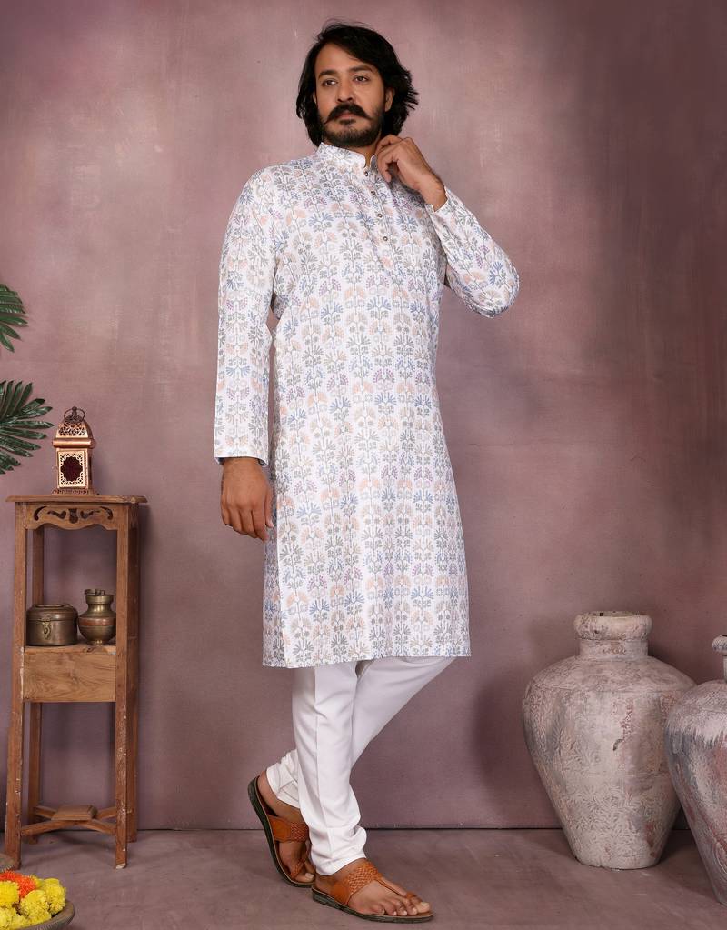 Wine heavy cotton sequence work & printed work premium designer kurta pajama