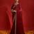 red sequinned poly georgette designer saree