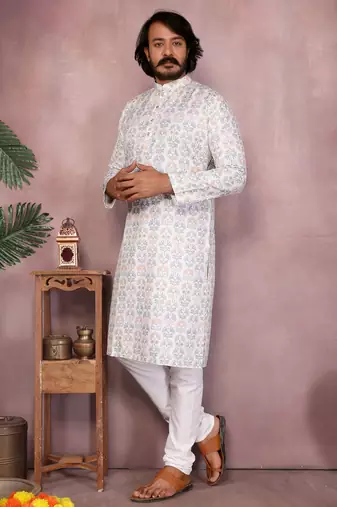 Wine heavy cotton sequence work & printed work premium designer kurta pajama