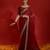 red sequinned poly georgette designer saree