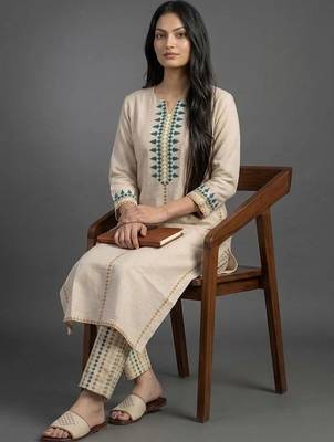 smart women embroidered kurta with trousers 3
