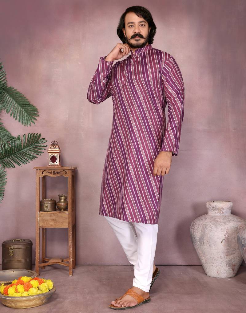 Yellow heavy cotton sequence work & printed work premium designer kurta pajama
