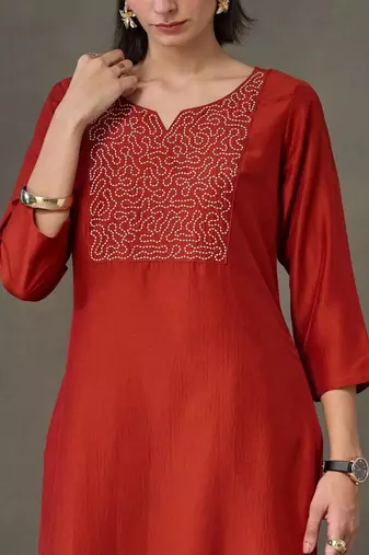 tailored women embroidered kurta with trousers