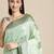 green green floral silk blend banarasi saree