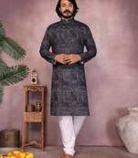 Mauve heavy cotton sequence work & printed work premium designer kurta pajama