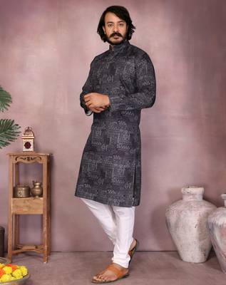 Mauve heavy cotton sequence work & printed work premium designer kurta pajama 2