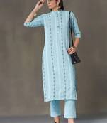 women ethnic motifs printed regular kurta with trousers