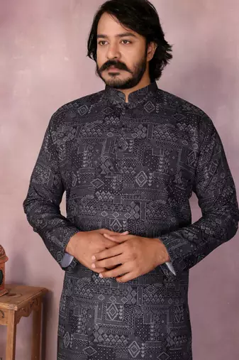 Mauve heavy cotton sequence work & printed work premium designer kurta pajama