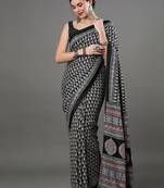 black ethnic motifs printed saree
