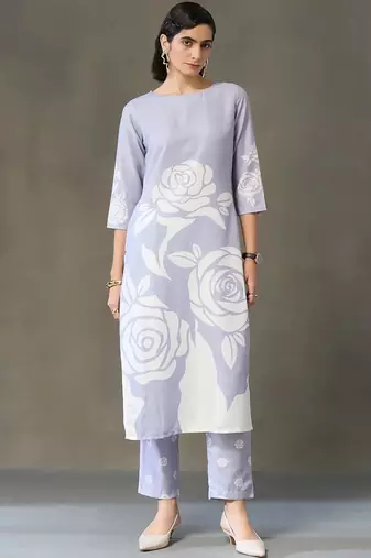 everyday workwear women printed kurta with trousers