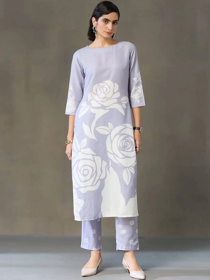 everyday workwear women printed kurta with trousers