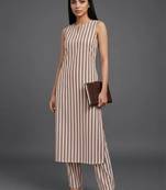 smart women striped kurta with trousers