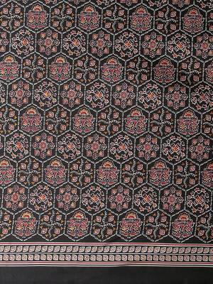 black ethnic motifs ajrak printed saree 5