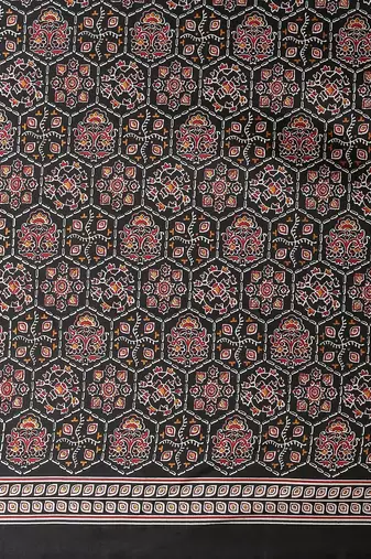 black ethnic motifs ajrak printed saree