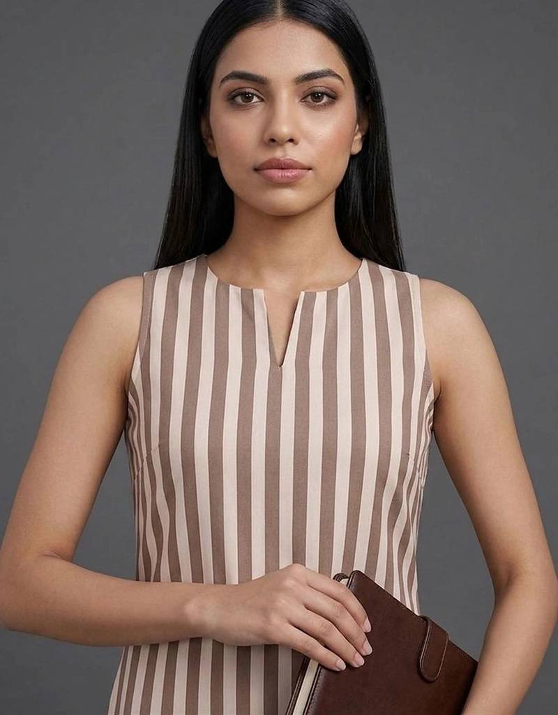 smart women striped kurta with trousers