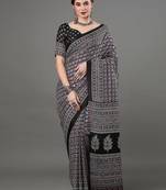 black ethnic motifs ajrak printed saree