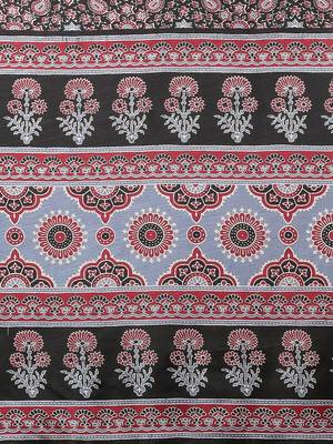 black ethnic motifs ajrak printed silk blend block print saree 5