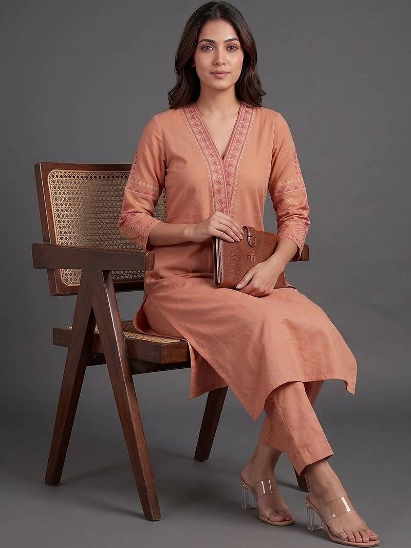formal women embroidered kurta with trousers