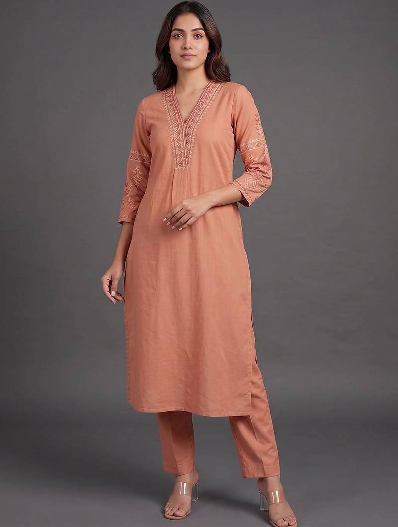 formal women embroidered kurta with trousers