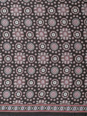 black ethnic motifs ajrak printed silk blend block print saree 5