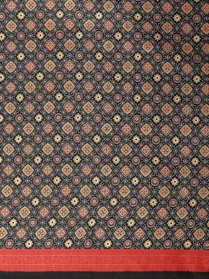 black ethnic motifs ajrak printed saree 5