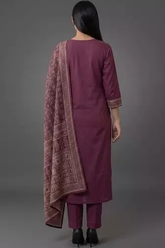 workwear women embroidered kurta with trousers with dupatta