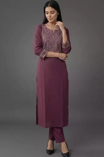 workwear women embroidered kurta with trousers with dupatta
